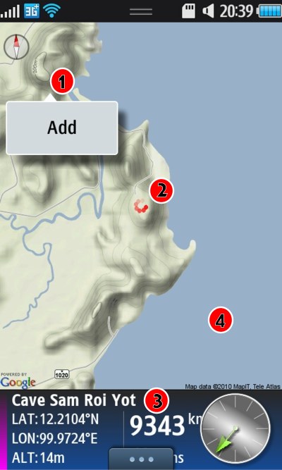 Terrain View on Map Screen